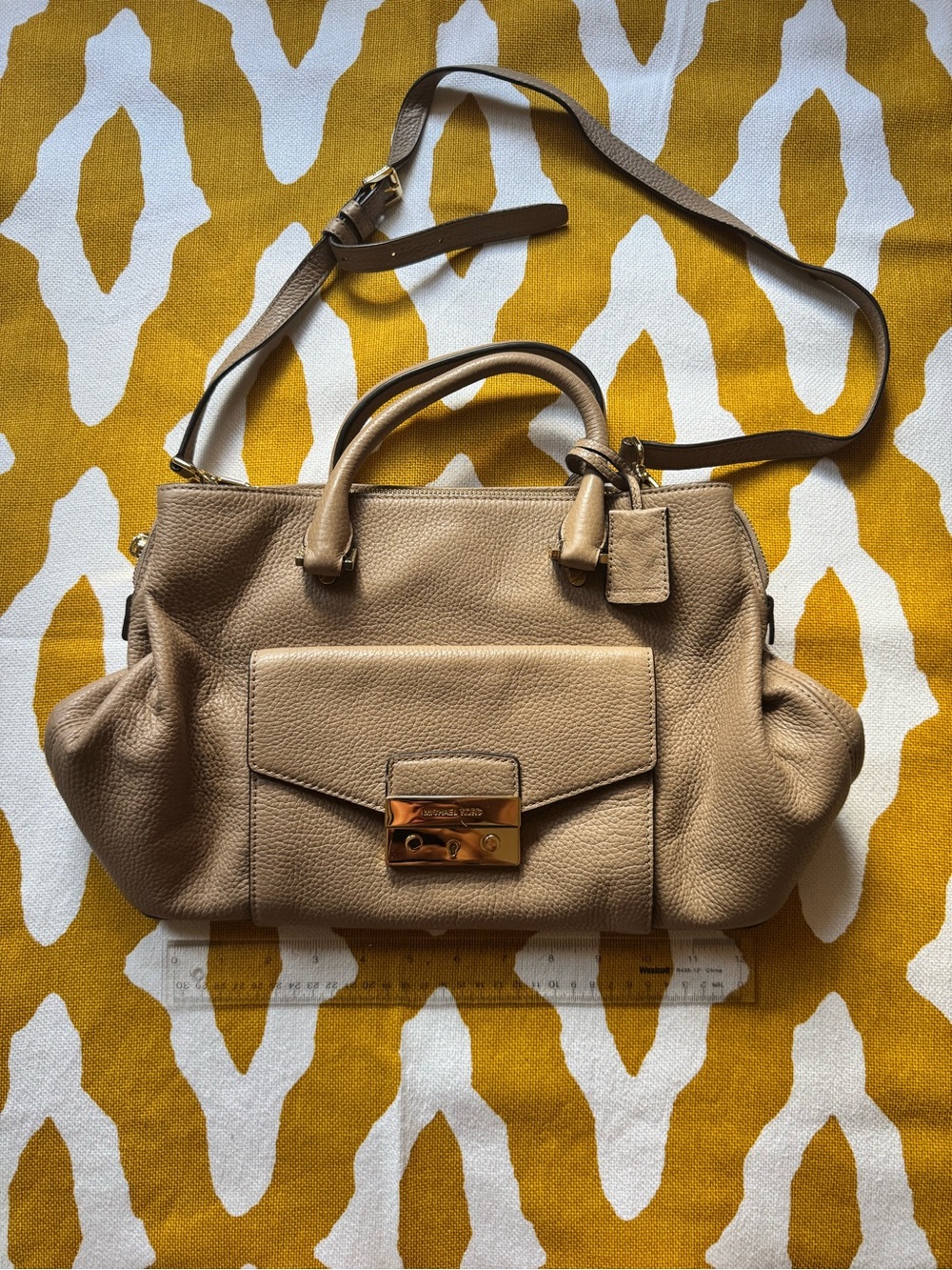 Michael Kors Haley Large Leather Satchel Handbag